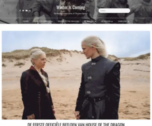 Winteriscoming.nl(De Nederlandse Game of Thrones fan site) Screenshot