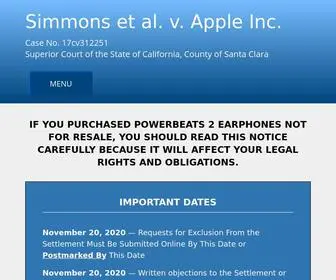 Wirelessearphonessettlement.com(Simmons v) Screenshot