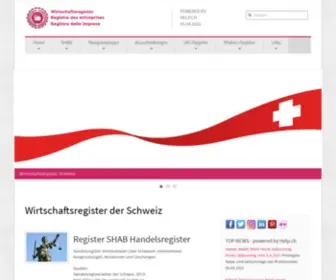 Wirtschaftsregister.ch(Wirtschaftsregister der Schweiz) Screenshot