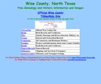 Wisecountytexas.info(Home Page for History and Genealogy Resources for Wise County Texas) Screenshot