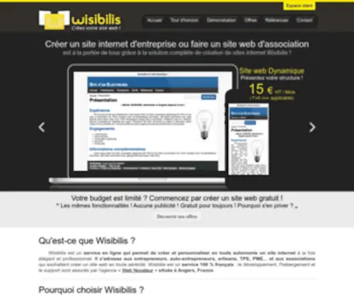 Wisibilis.com(Créer un site Internet d'entreprise ou faire un site web d'association) Screenshot