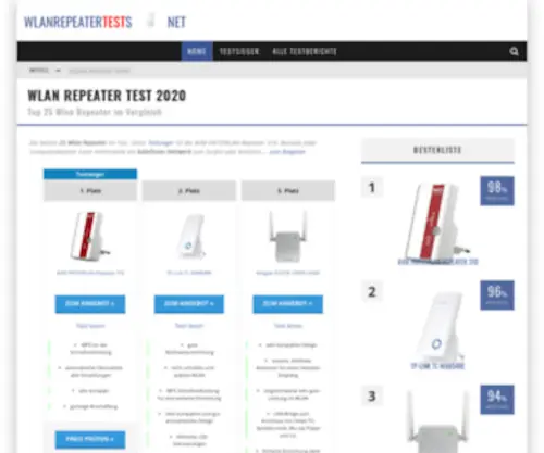 Wlanrepeatertests.net(Wlan Repeater Testberichte 2022) Screenshot