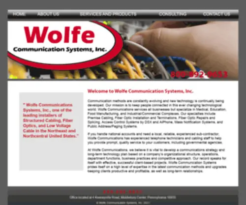 Wolfecs.com(Wolfe Communications) Screenshot