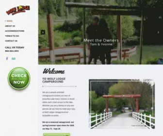 Wolflodgecampground.com(The Wolf Lodge Campground and RV Park in Coeur D'Alene) Screenshot