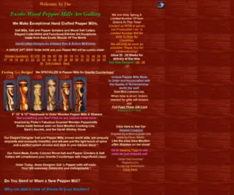 Woodpeppermills.com(Pepper Mills Like Sara Moultons Exotic Wood Salt and PepperMills and Wooden Salt Cellars) Screenshot