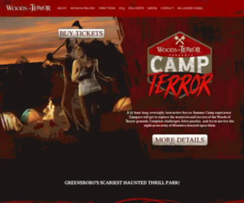 Woodsofterror.com(Greensboro haunted houses) Screenshot