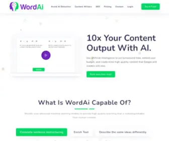 Wordai.com(WordAi is an article spinner) Screenshot