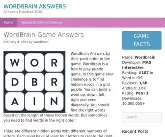 Wordbrainsolution.com(Wordbrain Answers) Screenshot