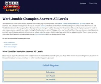 Wordchampionanswers.org(Word Jumble Champion Answers All Levels) Screenshot