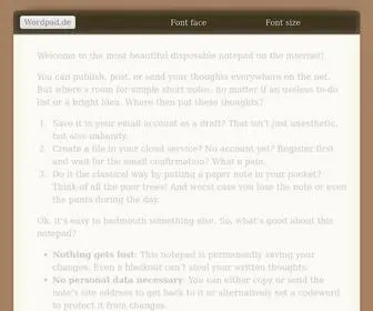 Wordpad.de(Online Notizblock) Screenshot