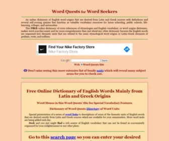 Wordquests.info(English word origins) Screenshot