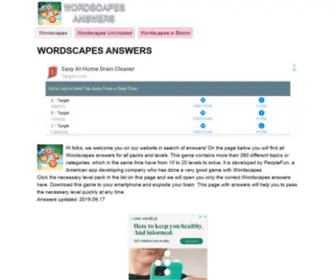 Wordscapeshelp.com(Wordscapes answers) Screenshot