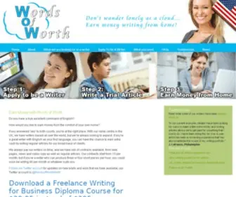 Wordsofworth.org(Earn Money Writing from Home With Words of Worth USA) Screenshot
