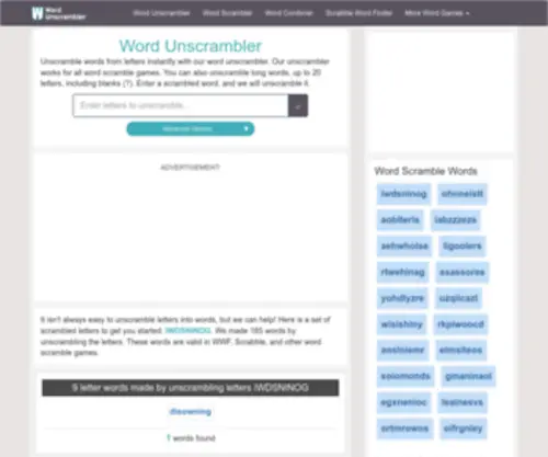 Wordunscrambler.net(Word Unscrambler) Screenshot