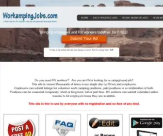 Workampingjobs.com(Free Job Listings from Campgrounds and RV Parks) Screenshot