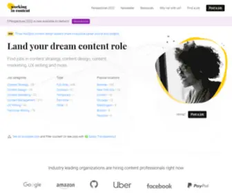 Workingincontent.com(Jobs in Content Strategy) Screenshot