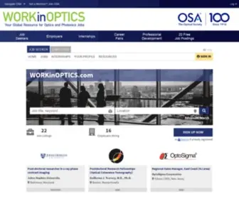 Workinoptics.com(Your Global Resource for Optics and Photonics Jobs) Screenshot