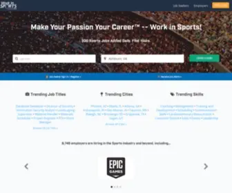 Workinsports.com(Features a comprehensive database of sports jobs and sports internships) Screenshot