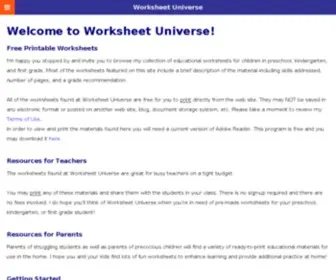 Worksheetuniverse.com(Free worksheets for preschool) Screenshot