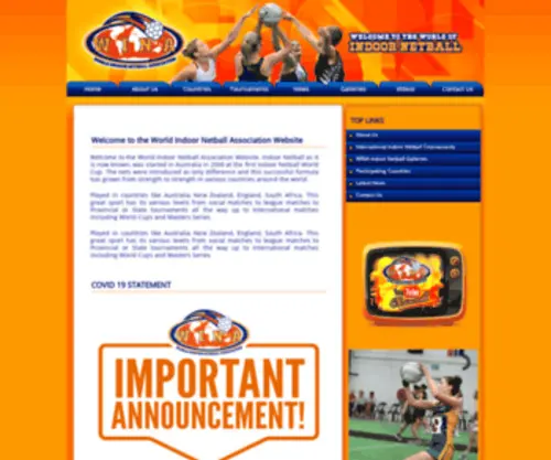 Worldindoornetballassociation.com(The World Indoor Netball Association) Screenshot