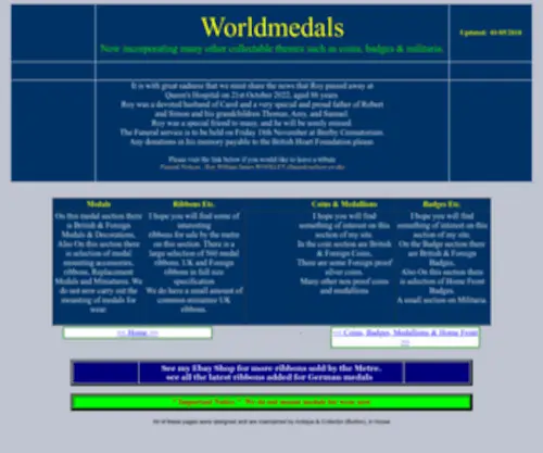 Worldmedals.co.uk(World Medals) Screenshot