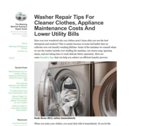 Worldwashingmachines.com(The Washing Machine Buying & Washer Repair Guide) Screenshot