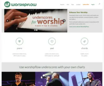 Worshipflow.com(Keychanges and Underscores for Contemporary Worship) Screenshot