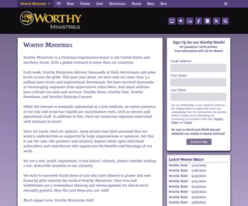 Worthyministries.com(Worthy Ministries) Screenshot