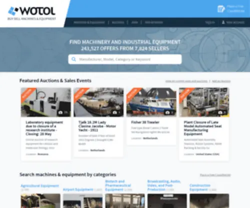Wotol.com(Buy and Sell used industrial Machines and Equipment) Screenshot