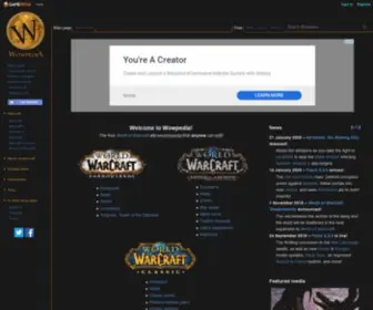 Wowpedia.org(The World of Warcraft wiki encyclopedia) Screenshot