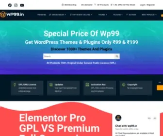 WP99.in(Buy Now WordPress GPL Themes And Plugins At INR 99) Screenshot