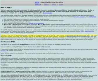 WPBL.info(Weighted Private Block List) Screenshot
