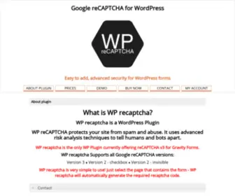 Wprecaptcha.com(WP reCAPTCHA) Screenshot