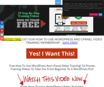 Wpvideotraining.org(Free WordPress Video Training On How To Use WordPress) Screenshot