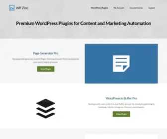 Wpzinc.com(Premium WordPress Plugins for Content and Marketing Automation) Screenshot