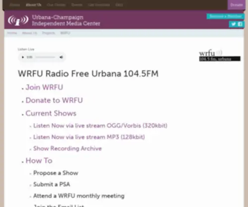 Wrfu.net(WRFU 104.5 FM) Screenshot