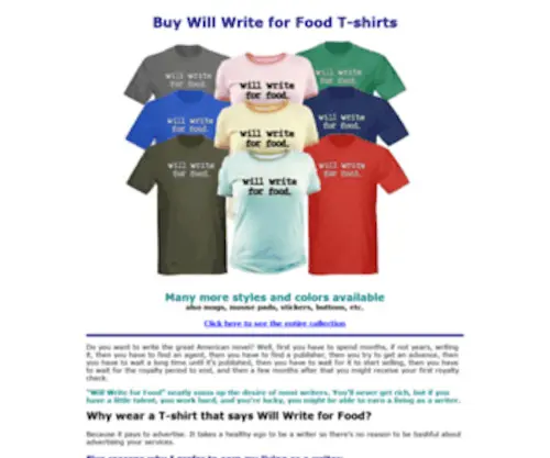 Write-For-Food.com(Buy Will Write for Food T) Screenshot