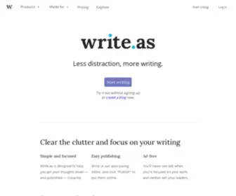Writeas.com(Simple writing platform built to preserve and spread your words. start writing and publishing now) Screenshot