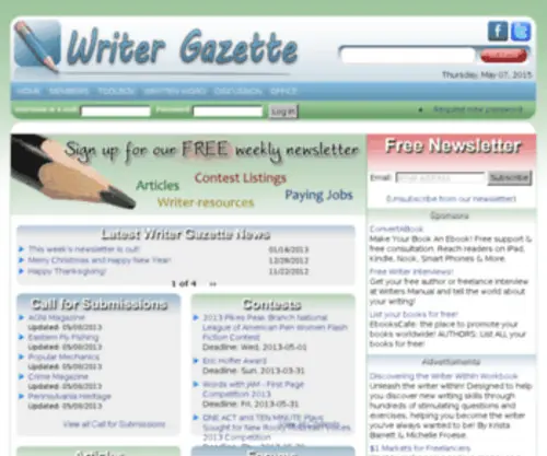 Writergazette.com(Writing Resources) Screenshot