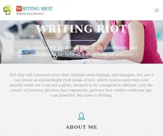 Writingriot.com(Display your passion) Screenshot