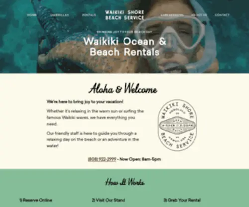 WSbservice.com(Umbrella & Ocean Rentals on Waikiki Beach) Screenshot