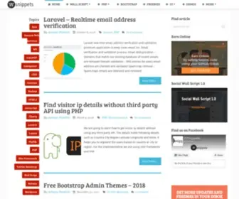 Wsnippets.com(PHP, Codeigniter, Laravel, HTML5, CSS3, Twitter Bootstrap, CakePHP, AJAX, JQuery tutorials and freebies) Screenshot
