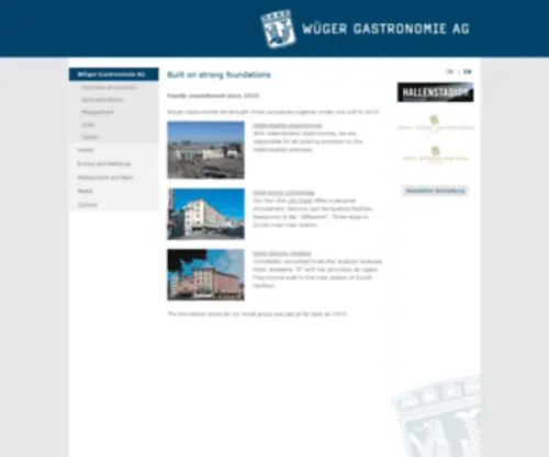 Wueger-Gastronomie.ch(Die Wüger Gastronomie AG vereint seit 2010 drei Unternehmungen unter einem Dach) Screenshot