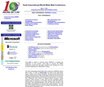 WWW10.org(10th International World Wide Web Conference) Screenshot