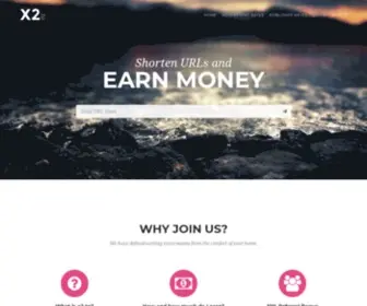 X2.to(Shorten URLs and earn money) Screenshot