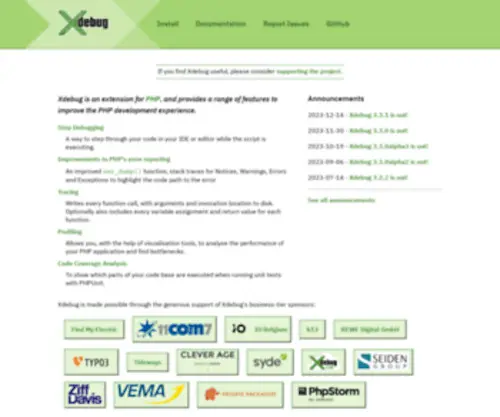 Xdebug.org(Debugger and Profiler Tool for PHP) Screenshot