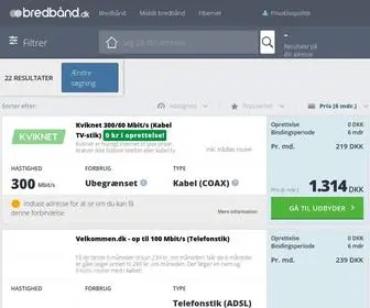 BredbåND.dk(Sammenlign og spar mere end 1.000 kr. på Bredbånd.dk) Screenshot