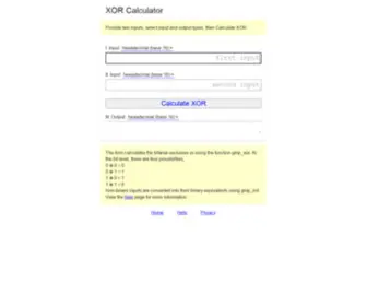 Xor.pw(Calculate the exclusive or (XOR)) Screenshot