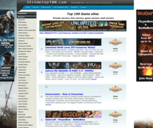 Xtremetop100.com(Top 100 Gaming) Screenshot