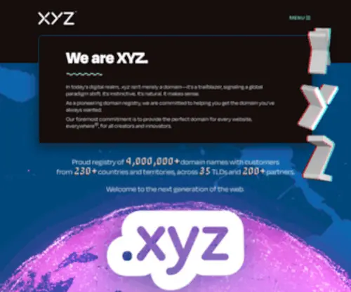 XYZ.xyz(Domain Names for Generation XYZ®) Screenshot
